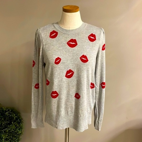 Marled LIPSTICK KISS knit sweater long sleeve SOPER SOFT crew neck ribbed size M - Picture 1 of 12